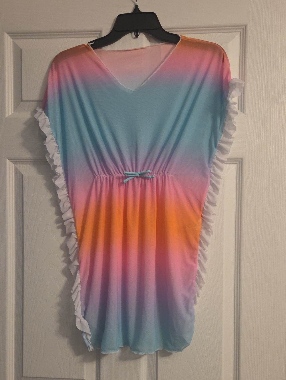 Girls' Ombre Ruffle Swim Cover-Up in Blue, Pink & Orange